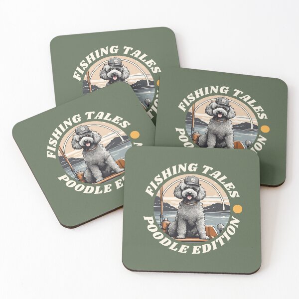 Item preview, Fishing tales grey poodle travel dog dad vintage designed and sold by SoulfulT.