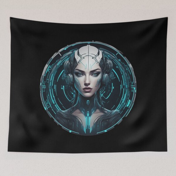 Aperçu de l'œuvre Fille d'opérateur Cyberpunk, logo rond, sexy créée et vendue par Burn-Ego.