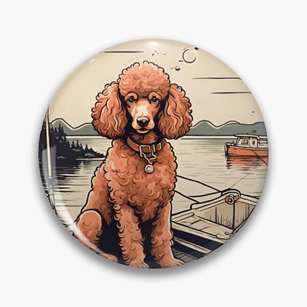 Item preview, Fishing red poodle travel dog dad vintage angler fisherman designed and sold by SoulfulT.