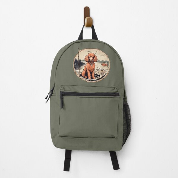 Item preview, Fishing red poodle travel dog dad vintage angler fisherman designed and sold by SoulfulT.