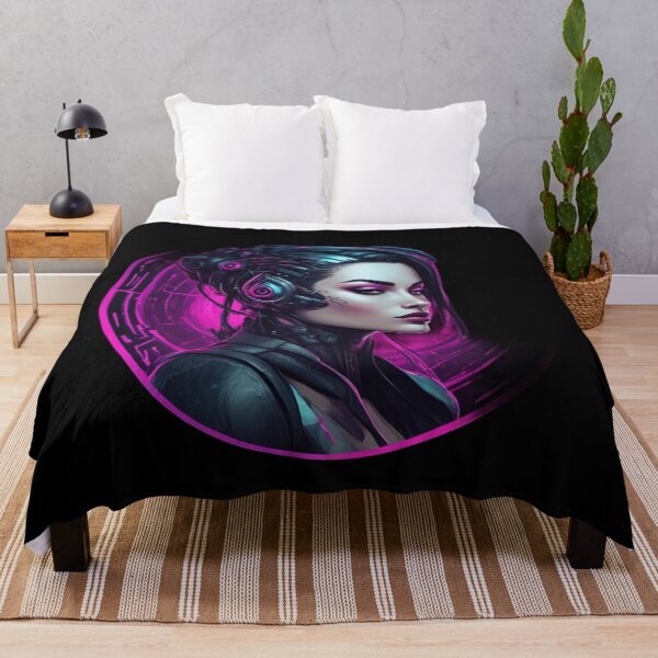 Aperçu de l'œuvre Fille augmentée Cyberpunk, logo rond, sexy créée et vendue par Burn-Ego.