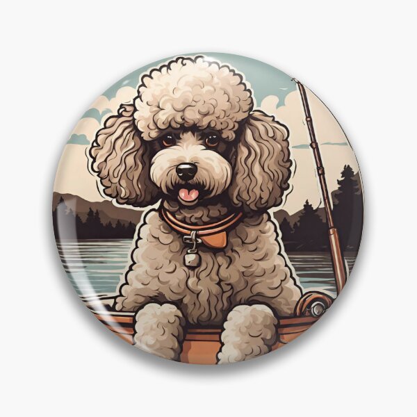 Item preview, Fishing apricot poodle travel dog dad vintage angler fisherman designed and sold by SoulfulT.