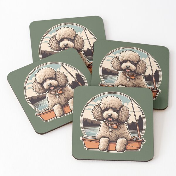 Item preview, Fishing apricot poodle travel dog dad vintage angler fisherman designed and sold by SoulfulT.