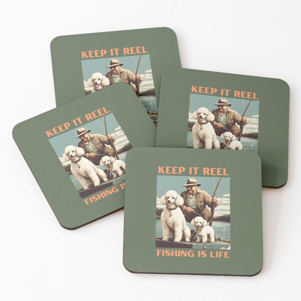 Item preview, Fishing is life white poodles travel dog dad vintage angler fisherman designed and sold by SoulfulT.