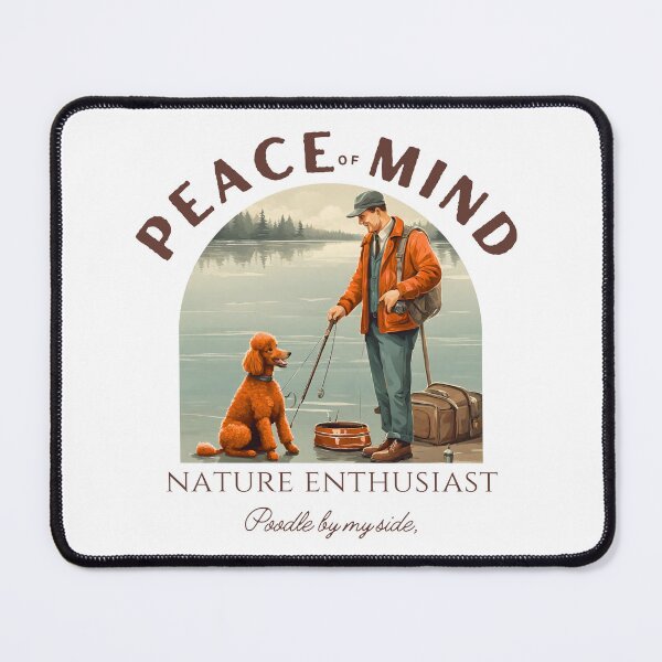 Item preview, Nature enthusiast fishing red poodle travel dog dad vintage designed and sold by SoulfulT.