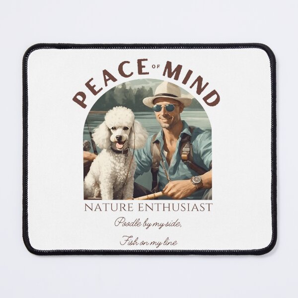 Item preview, Peace of mind Nature enthusiast fishing red poodle travel dog dad vintage designed and sold by SoulfulT.