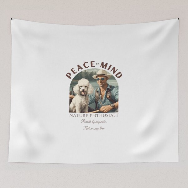 Item preview, Peace of mind Nature enthusiast fishing red poodle travel dog dad vintage designed and sold by SoulfulT.
