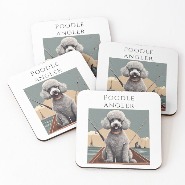 Item preview, Poodle angler fishing grey poodle travel dog dad vintage designed and sold by SoulfulT.