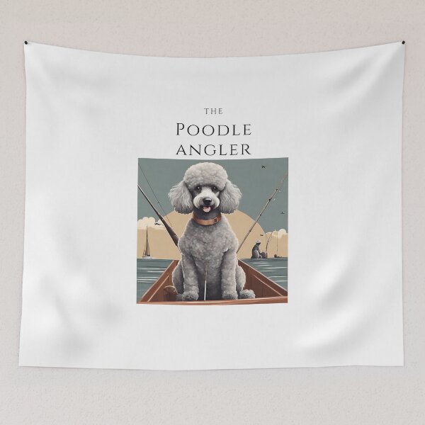 Item preview, Poodle angler fishing grey poodle travel dog dad vintage designed and sold by SoulfulT.
