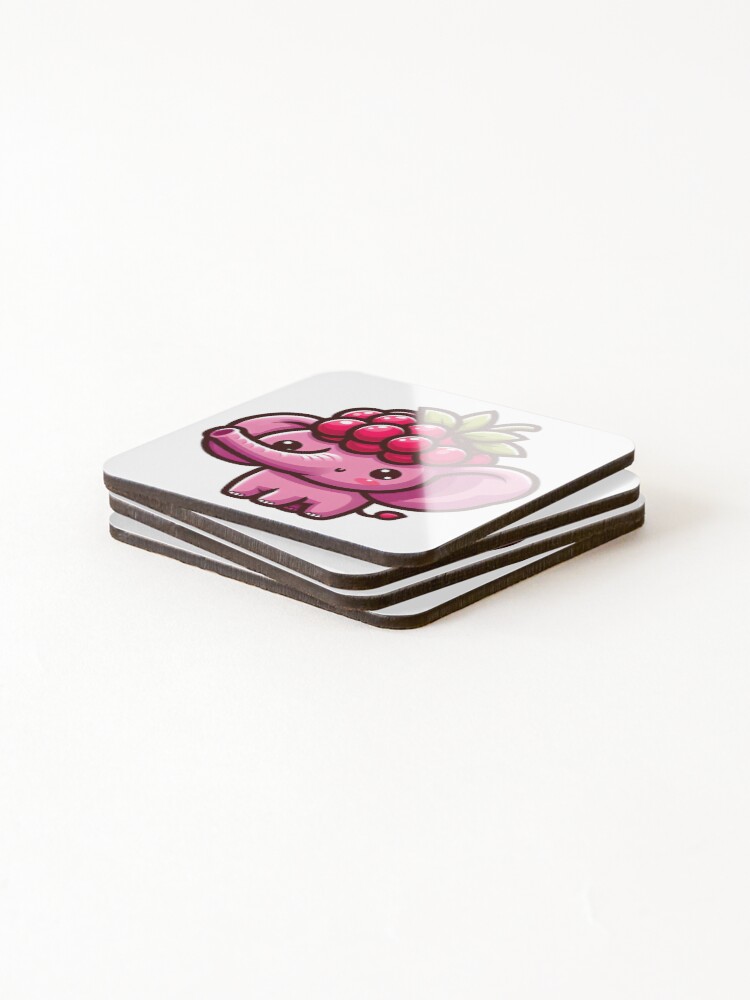 Thumbnail 4 of 5, Coasters (Set of 4), Elephant Raspberry designed and sold by Delidream.