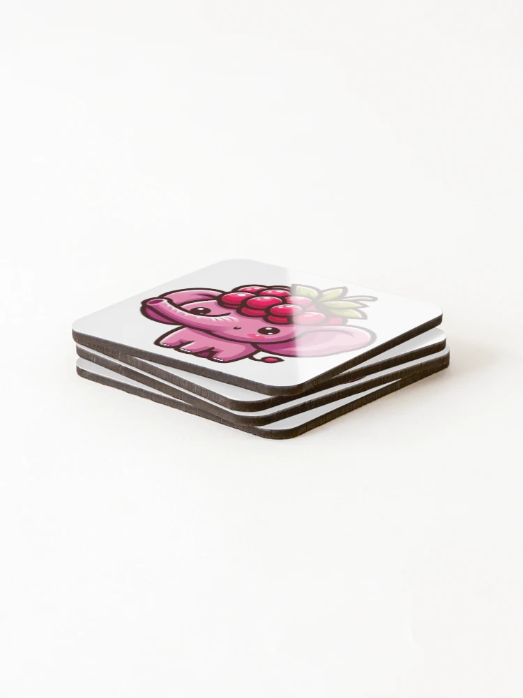 Thumbnail 4 of 5, Coasters (Set of 4), Elephant Raspberry designed and sold by Delidream.