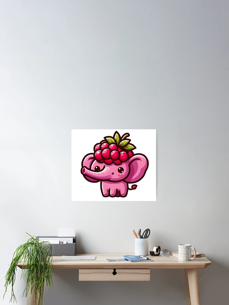 Thumbnail 2 of 3, Poster, Elephant Raspberry designed and sold by Delidream.