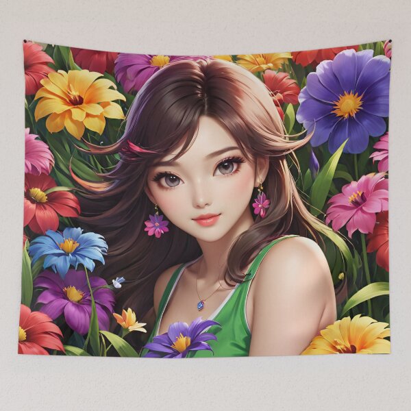 Item preview, RogerPattern - "Graceful Harmony: Enchanting Floral Portrait" designed and sold by RogerPattern.