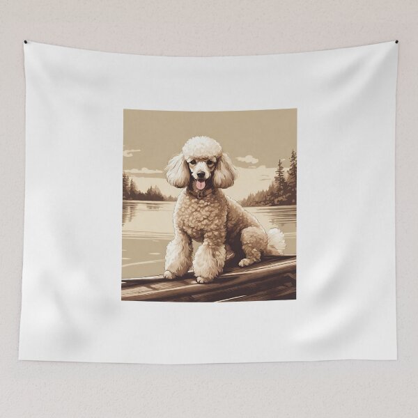 Item preview, Fishing with poodle buddy white poodle travel dog dad vintage boat designed and sold by SoulfulT.