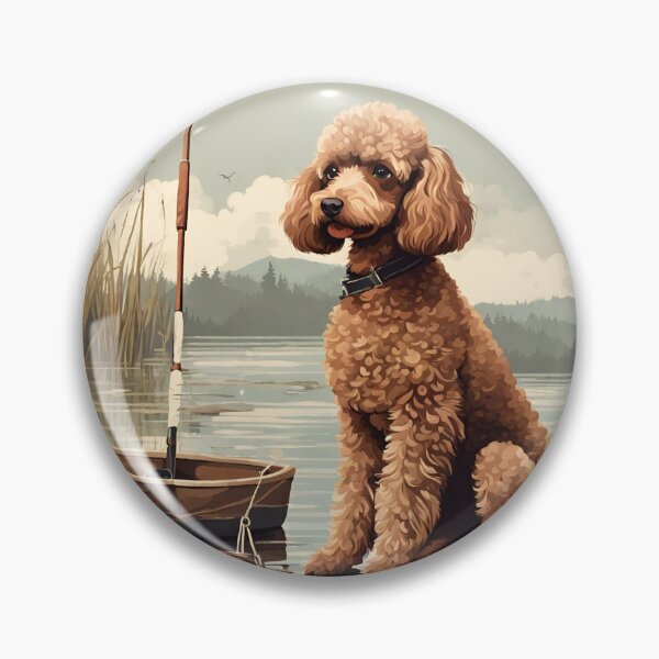 Item preview, Fishing with poodle buddy red poodle travel dog dad vintage boat designed and sold by SoulfulT.