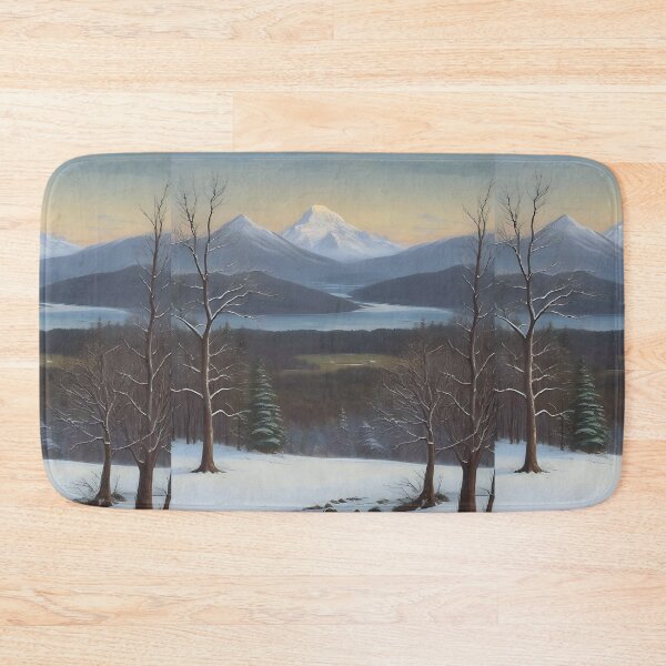 Item preview, Nostalgic oil painting Dreamy snowy landscape and majestic mountains designed and sold by Frostquest.