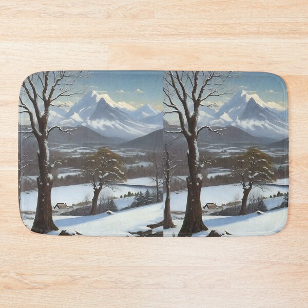 Item preview, Nostalgic oil painting Dreamy snowy landscape and majestic mountains designed and sold by Frostquest.