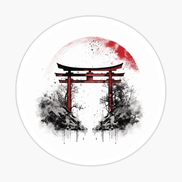 Item preview, Torii gate with Japanese Red and Black Ink designed and sold by BestCoffeeTimes.