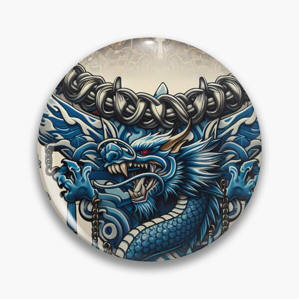 Item preview, Intricate Blue Dragon Wrapped in Chains Amidst Blooming Flowers  designed and sold by aminz4.