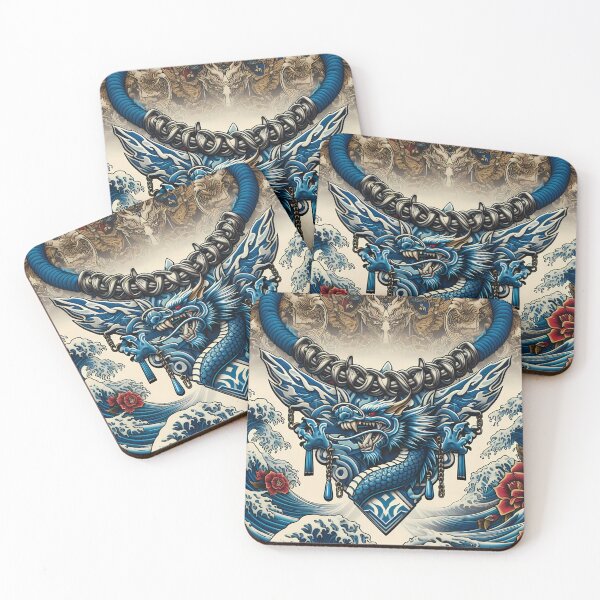 Item preview, Intricate Blue Dragon Wrapped in Chains Amidst Blooming Flowers  designed and sold by aminz4.