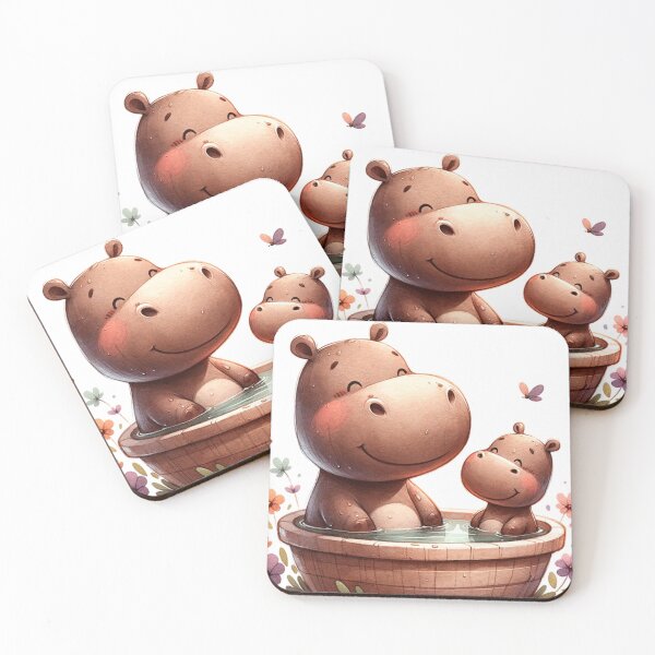 Item preview, Hippo Harmony: Joyful Couple in the Water designed and sold by 0penvimark.