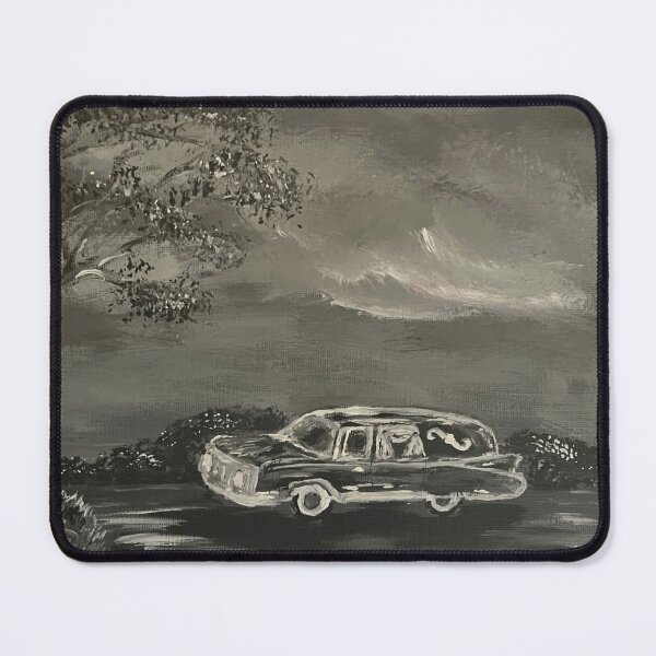 Item preview, Black and white hearse painting designed and sold by pretzartgallery.