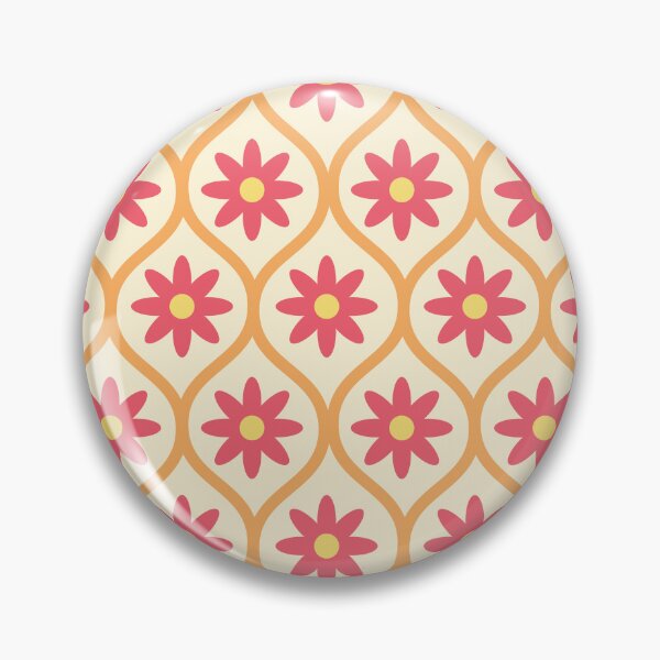 Item preview, Retro Red Flowers on Orange Ogee Ovals Pattern  designed and sold by Yasminepatterns .