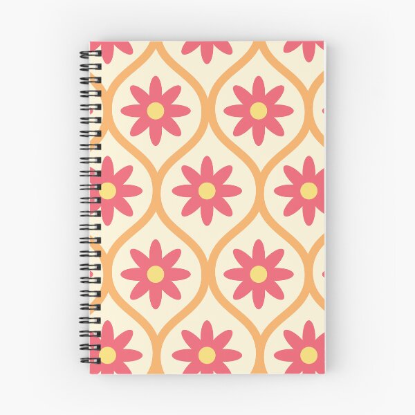 Item preview, Retro Red Flowers on Orange Ogee Ovals Pattern  designed and sold by Yasminepatterns .