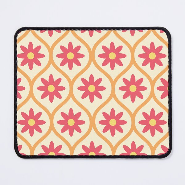 Item preview, Retro Red Flowers on Orange Ogee Ovals Pattern designed and sold by Yasminepatterns .