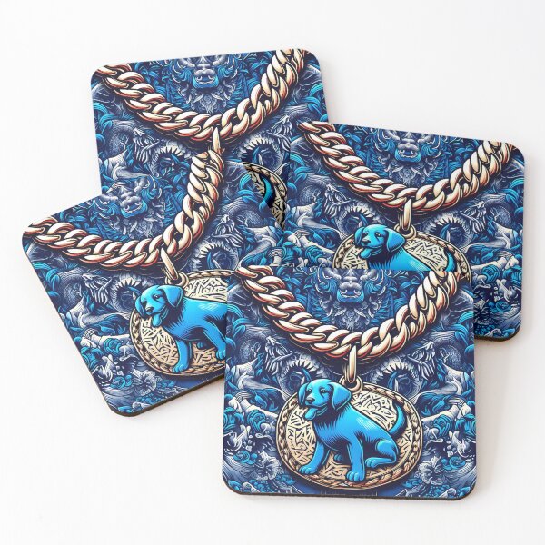 Item preview, Intricate Blue and Gold Pendant Featuring a Labrador Puppy  designed and sold by aminz4.