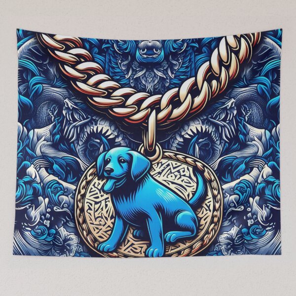 Item preview, Intricate Blue and Gold Pendant Featuring a Labrador Puppy  designed and sold by aminz4.