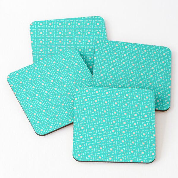 Item preview, Pink Square Abstract Art Teal Rectangle BiColor Tiles designed and sold by Alchemy-A-La-G.