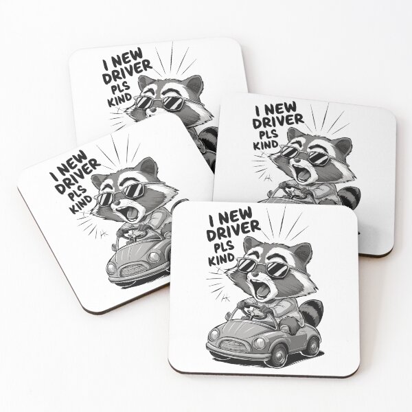 Item preview, Novice Driver Raccoon designed and sold by SharpPenguin.