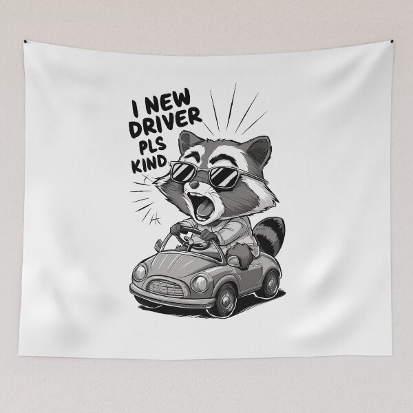 Item preview, Novice Driver Raccoon designed and sold by SharpPenguin.