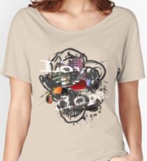 Skulls Love Is Dope Graphic Print Swag Women's Relaxed Fit T-Shirt