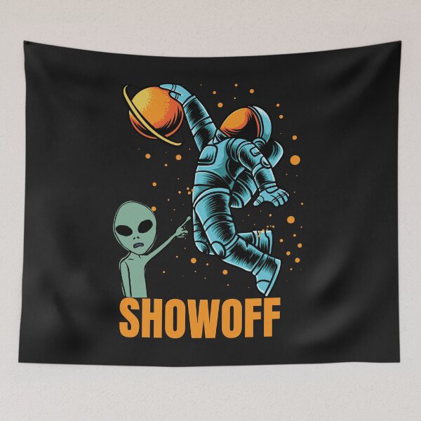 Item preview, Showoff Alien Pointing At Astronaut Playing Basketball designed and sold by AlienOccupation.