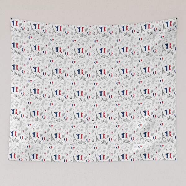 Item preview, France Symbols Doodle Seamless Pattern. French Elements Print designed and sold by AnnaVioletStore.