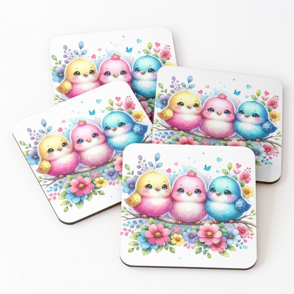 Item preview, Watercolor Birds and Spring Flowers in Pastel Colors designed and sold by CraftyAnimal.