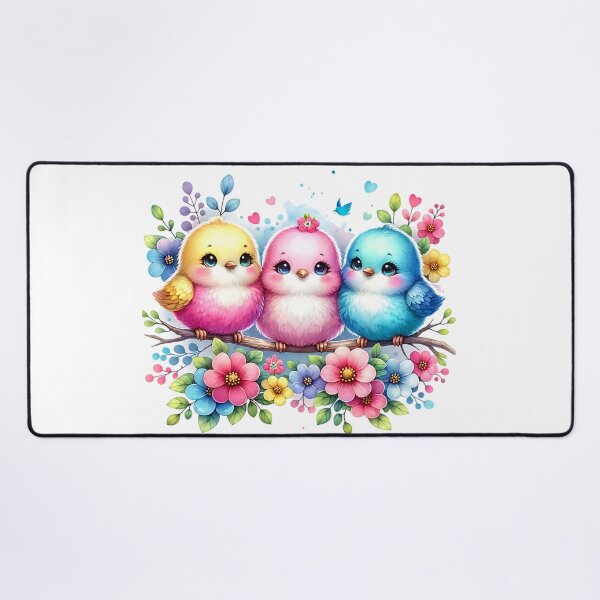 Item preview, Watercolor Birds and Spring Flowers in Pastel Colors designed and sold by CraftyAnimal.