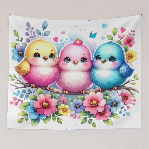 Item preview, Watercolor Birds and Spring Flowers in Pastel Colors designed and sold by CraftyAnimal.