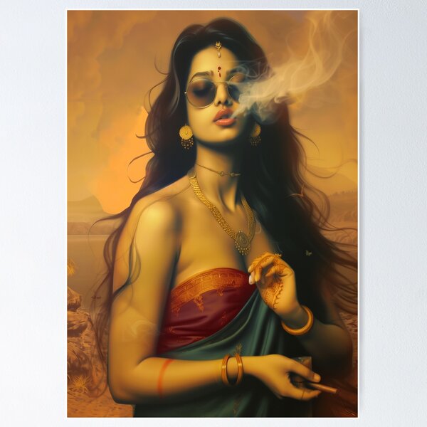 Item preview, Indian Woman Smoking Wall Art, designed and sold by Rockwpapart.