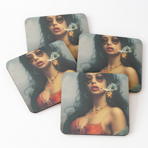 Item preview, Indian lady smoking art designed and sold by Rockwpapart.