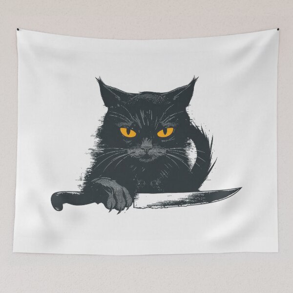 Item preview, Murderous Black Cat With Knife. designed and sold by rajeshbac.