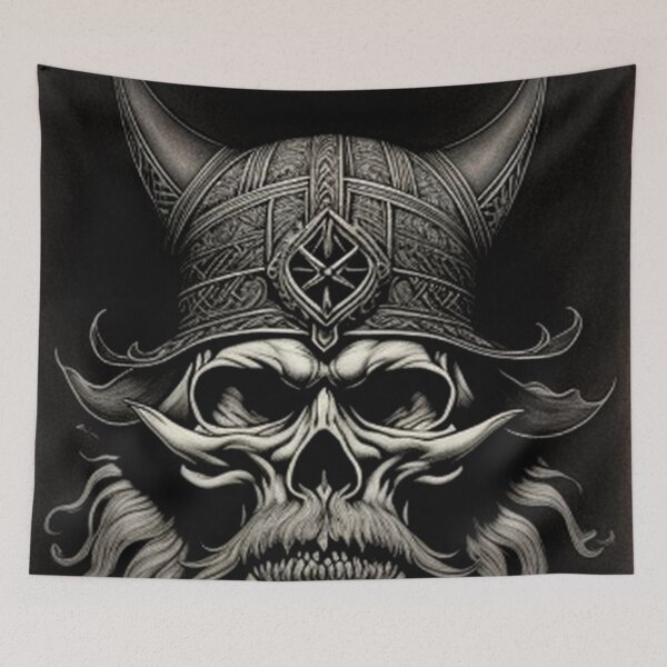Item preview, Vintage Classic Bearded Viking Skull Warrior designed and sold by TheDarkWardrobe.