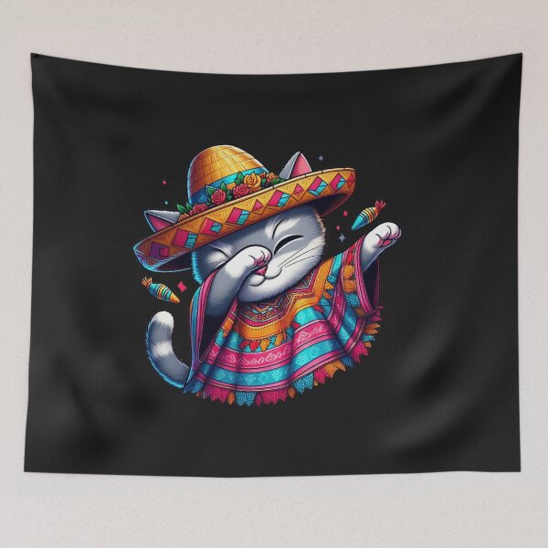 Item preview, Funny dabbing Mexican Cat Poncho 2024, Cinco De Mayo Party designed and sold by ArtByKatti.
