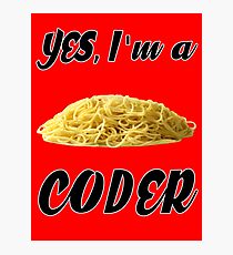 Yes, I'm a Coder - Spagghetti Code Photographic Print