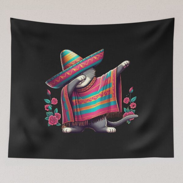 Item preview, Funny dabbing Mexican Cat Poncho, Cinco De Mayo Party 2024 designed and sold by ArtByKatti.