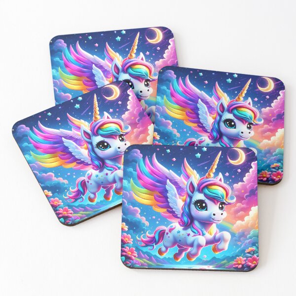 Item preview, Cute chibi unicorn flying in night designed and sold by KirstenStar.