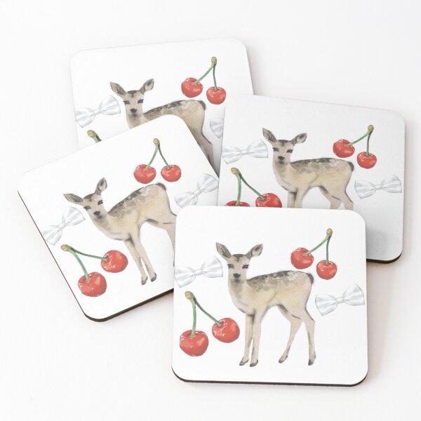 Item preview, Dainty Delights: Girly Glam Deer Bow Cherry Pattern designed and sold by lovcee.