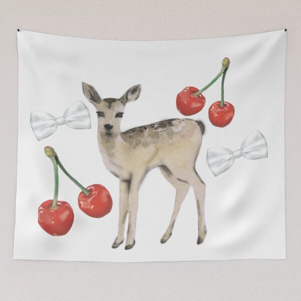 Item preview, Dainty Delights: Girly Glam Deer Bow Cherry Pattern designed and sold by lovcee.